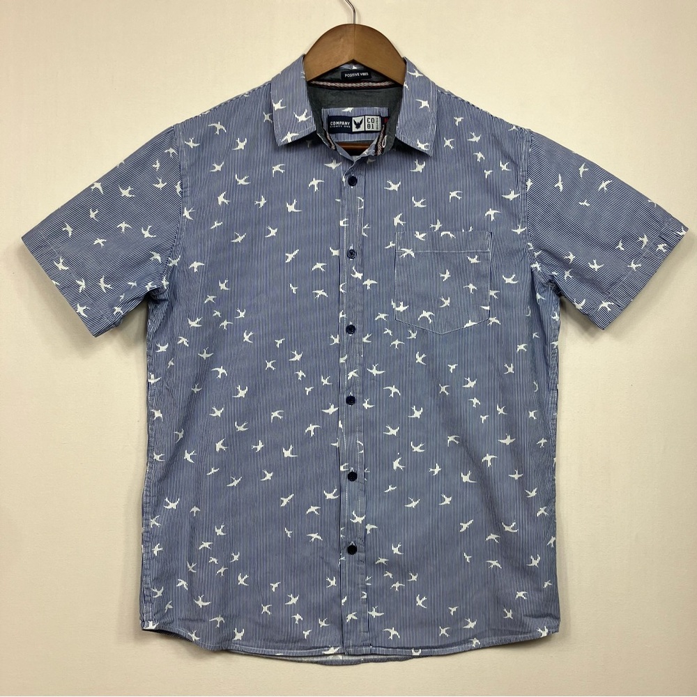 🕊️Company 81 - 100% cotton Men’s Blue Striped Bird-Print Button-Up *4.99 SHIP
